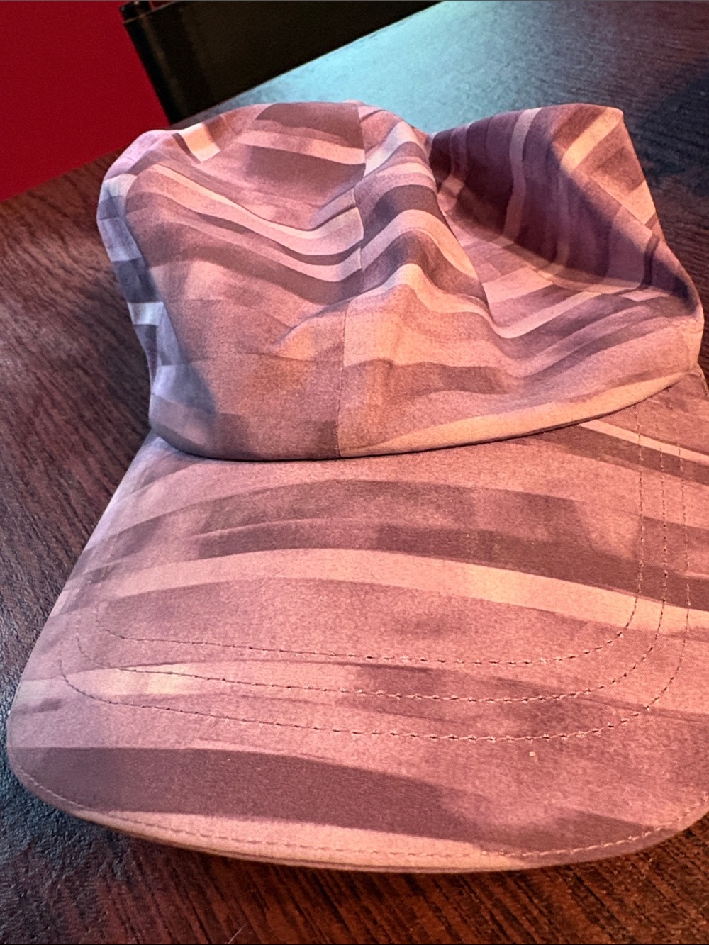 lululemon Mauve and Taupe Striped Visor Cap